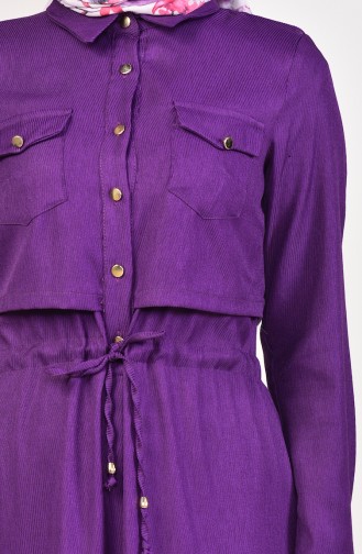 Front Buttoned Dress 18006-08 Purple 18006-08