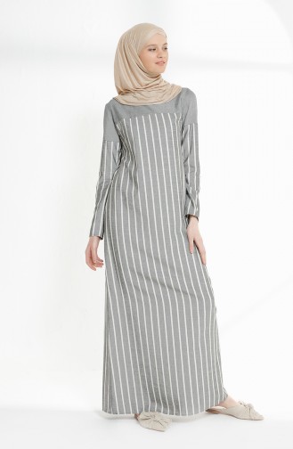 Cotton Striped Dress 5009-03 Black 5009-03