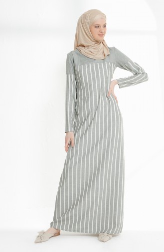 Cotton Striped Dress 5009-05 Khaki 5009-05