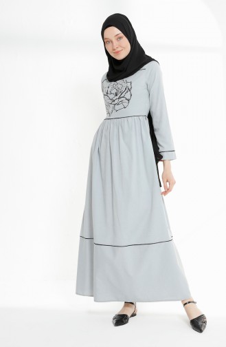Grau Hijab Kleider 9020-07