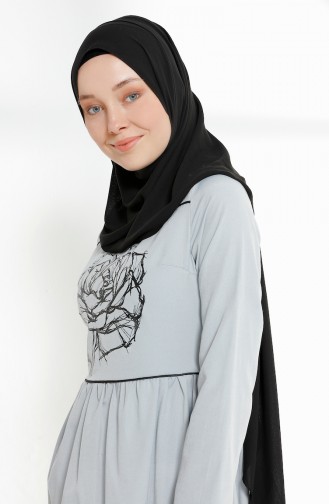 Gray Hijab Dress 9020-07