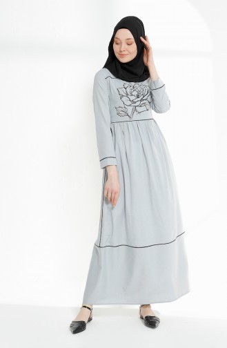 Gray Hijab Dress 9020-07