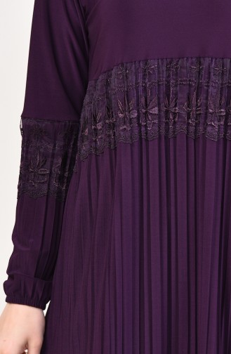 Lace Pleated Dress 9022-02 Purple 9022-02
