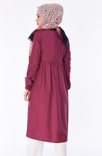 Pleated Pockets Tunic 1191-04 Plum 1191-04