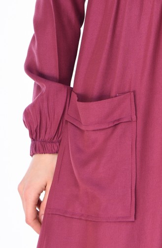 Pleated Pockets Tunic 1191-04 Plum 1191-04