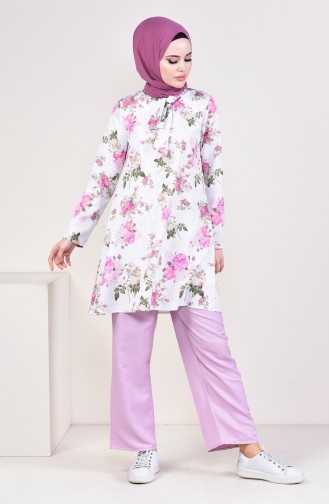 Floral Patterned Tunic 1049-04 light Khaki 1049-04