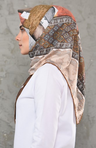 Patterned Rayon Scarf 2247-09 Brown 2247-09