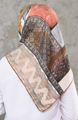 Patterned Rayon Scarf 2247-09 Brown 2247-09