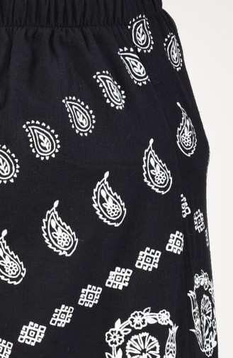 Flared Patterned Pareo Skirt 0200-01 Black 0200-01