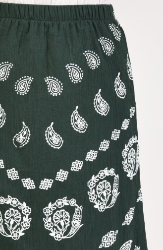 Flared Patterned Pareo Skirt 0200-02 Dark Green 0200-02