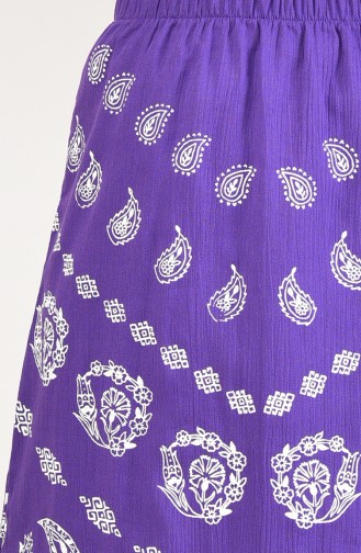 Flared Patterned Pareo Skirt 0200-03 Purple 0200-03