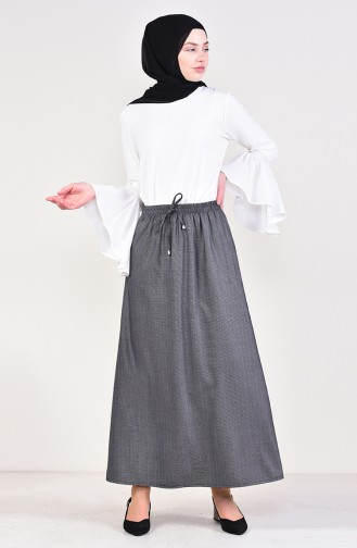 Elastic Waist Skirt 1125F-01 Black White 1125F-01