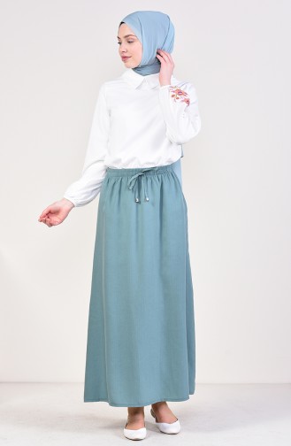 Elastic Waist Skirt 1125G-01 Almond Green 1125G-01