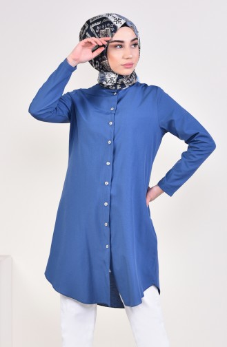 Front Button Tunic 12002-05 İndigo 12002-05