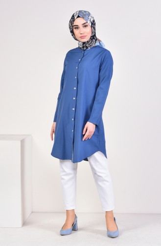 Front Button Tunic 12002-05 İndigo 12002-05