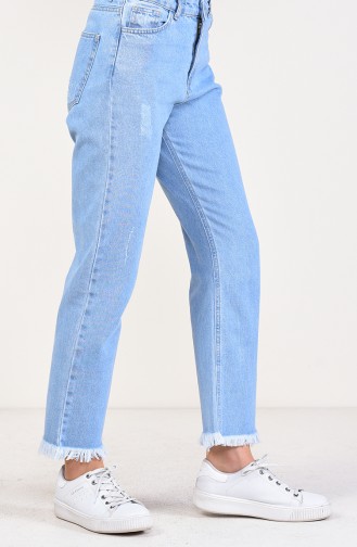 Fringed Jeans Pants 2581-01 Blue Jeans 2581-01