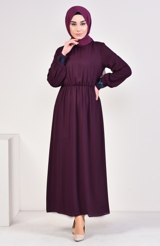Plum Hijab Dress 9082-03