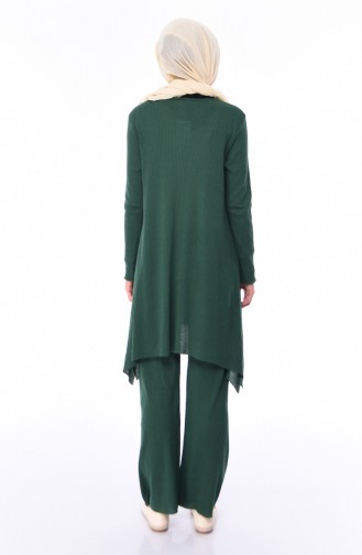 Fitilli Triko Tunik Pantolon İkili Takım 3309-17 Yeşil