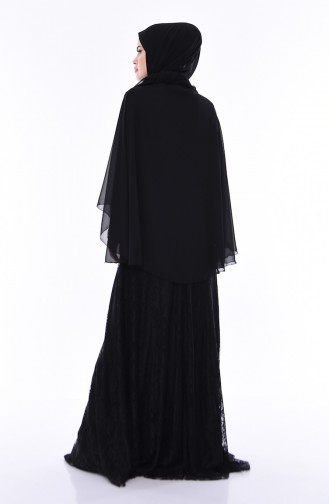 فستان سهرة بتصميم دانتيل و بمقاسات كبيرة 830141-01 لون أسود 830141-01