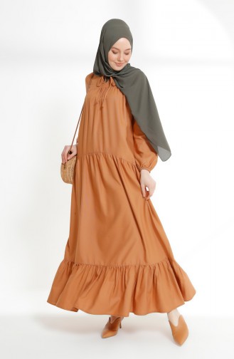 Gerafftes Kleid  7268-13 Bisküit 7268-13