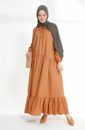Pleated Dress 7243-04 light Brown 7243-04