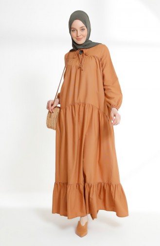 Pleated Dress 7243-04 light Brown 7243-04