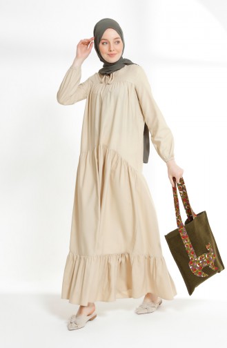 Beige Hijab Dress 7298-03
