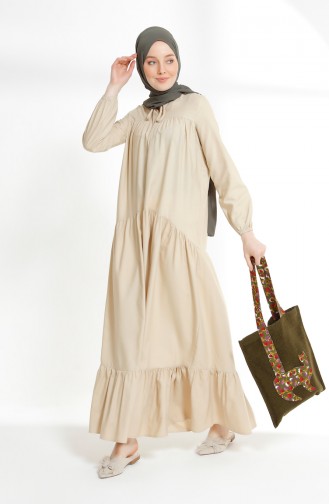 Ruched Dress 7268-09 Beige 7268-09