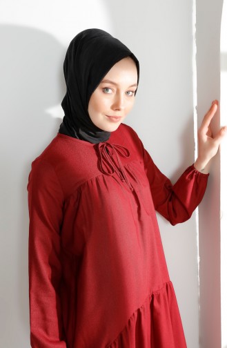 Büzgülü Elbise 7268-06 Bordo