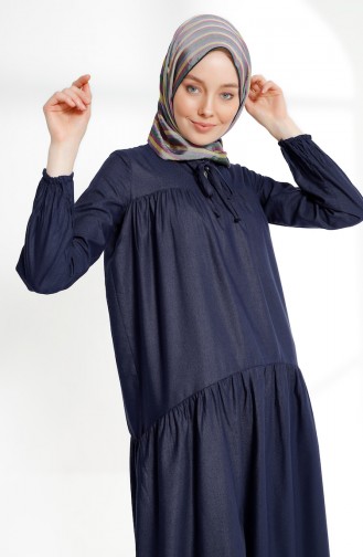 Dunkelblau Hijab Kleider 7243-13