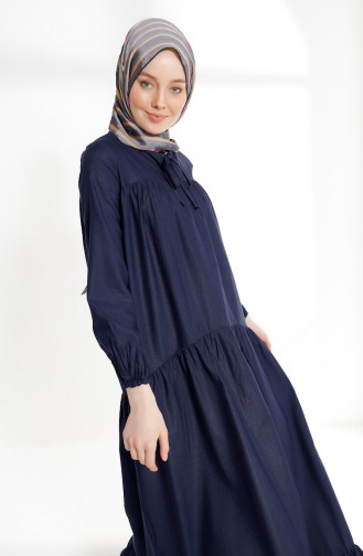 Navy Blue İslamitische Jurk 7268-04