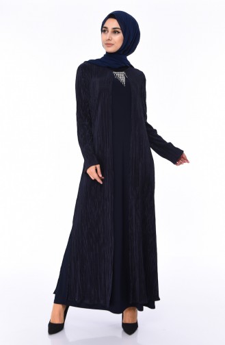 Büyük Beden Takım Görünümlü Elbise 1064-02 Lacivert