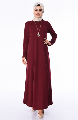 Claret Red Hijab Dress 0286-06