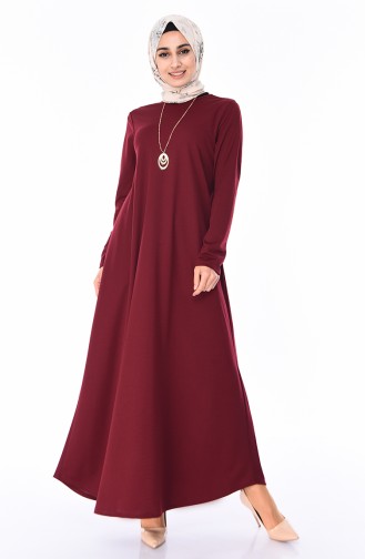 Claret Red Hijab Dress 0286-06