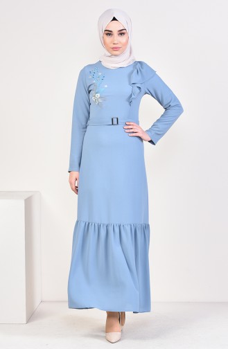Embroidered Belted Dress 1190-05 Green 1190-05