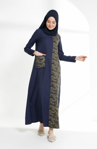 Navy Blue Hijab Dress 3084A-01