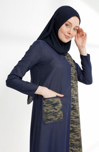 Navy Blue Hijab Dress 3084A-01