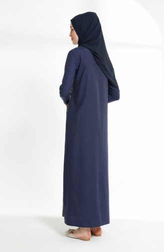 Dunkelblau Hijab Kleider 3084A-01