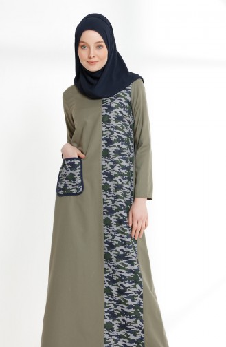 Camouflage Patterned Pocket Dress  3084A-02 Khaki 3084A-02