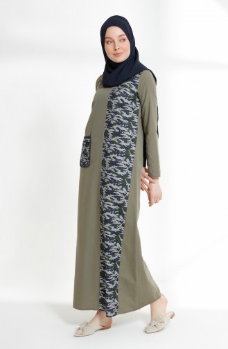 Camouflage Patterned Pocket Dress  3084A-02 Khaki 3084A-02