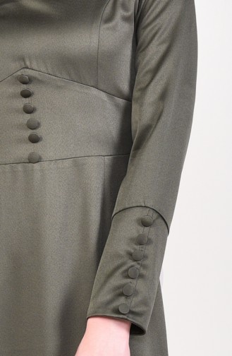Button Detailed Dress 8001-01 Khaki 8001-01