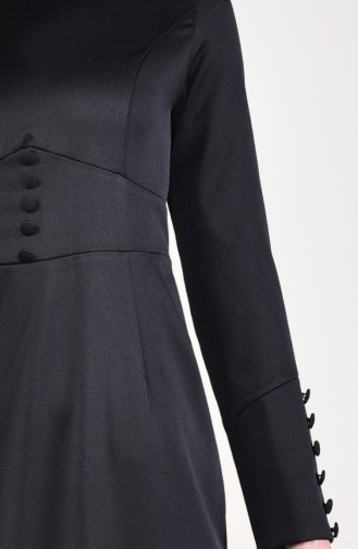 Düğme Detaylı Elbise 8001-05 Siyah