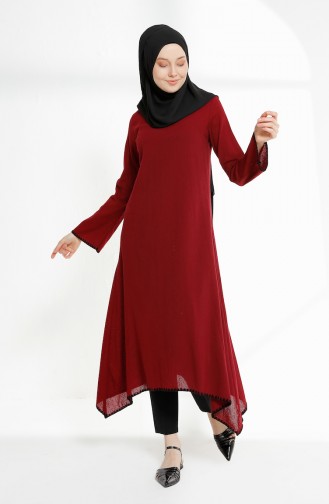 Embroidery Detail Sile Cloth Tunic 9019-10 Bordeaux 9019-10