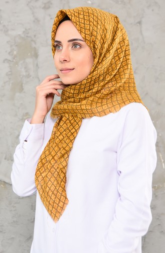 Patterned Flamed Cotton Scarf 901477-01 Mustard 901477-01