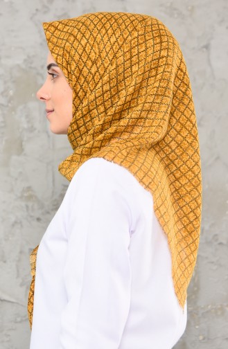 Patterned Flamed Cotton Scarf 901477-01 Mustard 901477-01