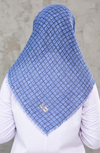 Patterned Flamed Cotton Scarf 901477-06 Baby Blue 901477-06