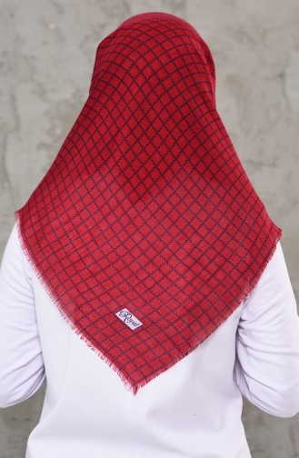 Patterned Flamed Cotton Scarf 901477-09 Claret Red 901477-09