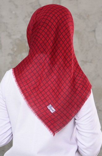 Patterned Flamed Cotton Scarf 901477-09 Claret Red 901477-09