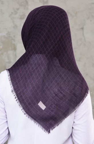 Patterned Flamed Cotton Scarf 901477-13 Purple 901477-13
