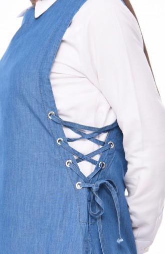 فستان بدون أكمام بتصميم جينز  4053-02 لون أزرق جينز 4053-02
